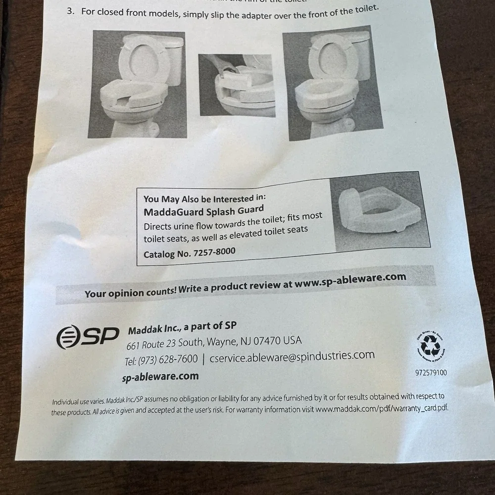 SP Ableware Basic Open-Front 3-Inch Elevated Toilet Seat - New (open box)